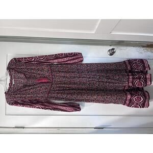 Rosa Maxi Bohemian Dress Black Red Border Preowned Size XL